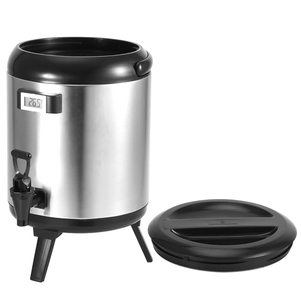 Premium 8L Stainless Steel Insulated Beverage Dispenser with Spigot - Double Wall Vacuum Insulation for Hot & Cold Drinks - Perfect for Coffee, Tea, Milk, Lemonade at Cafes, Parties, and Outdoor Events