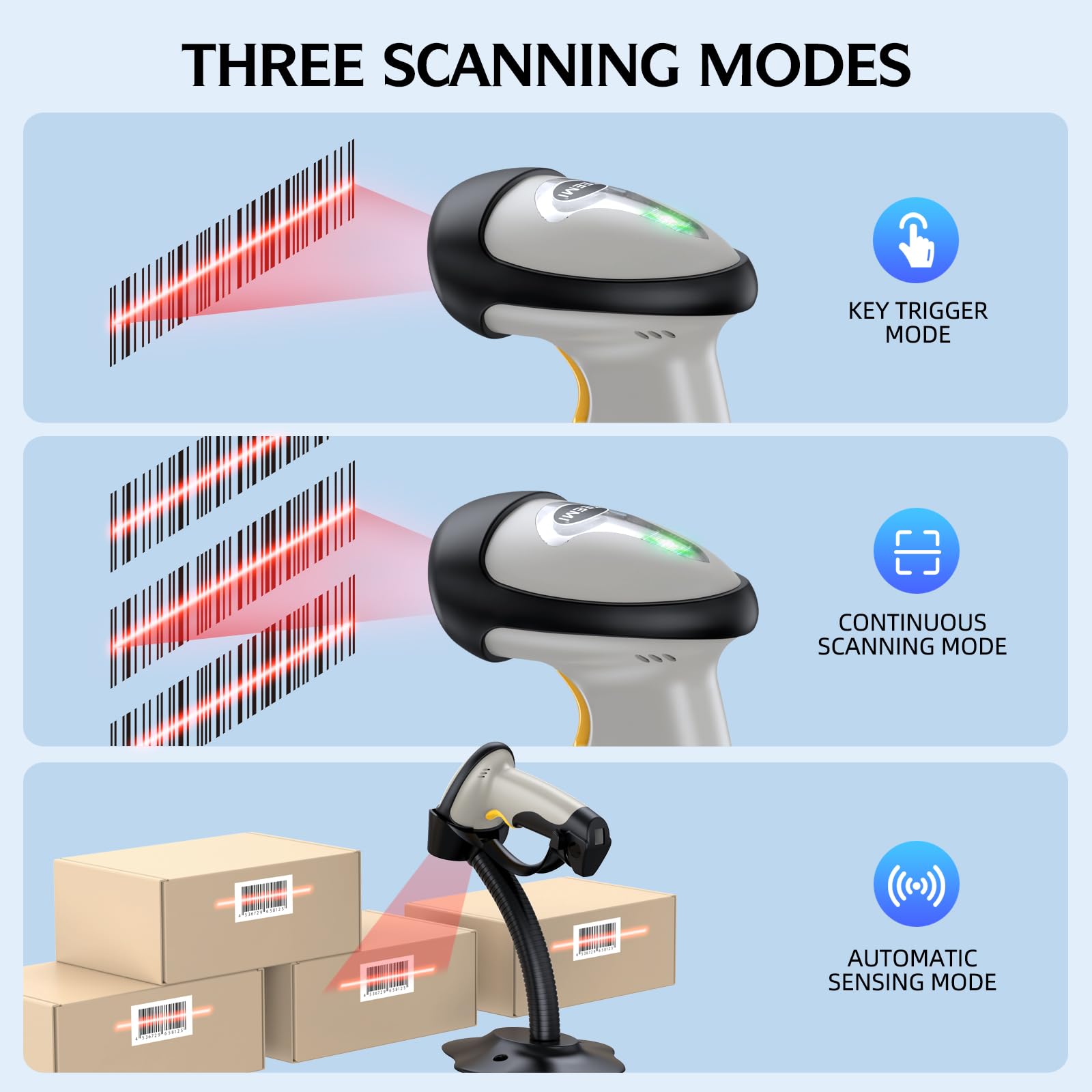 TEEMI Wireless Bluetooth Barcode Scanner - 1D Laser Handheld Reader Compatible with iPhone, iPad, Android Tablet, PC, Mac OS X, Windows 10 & iOS 14 - Includes Stand for Retail, Warehouse & Inventory Management