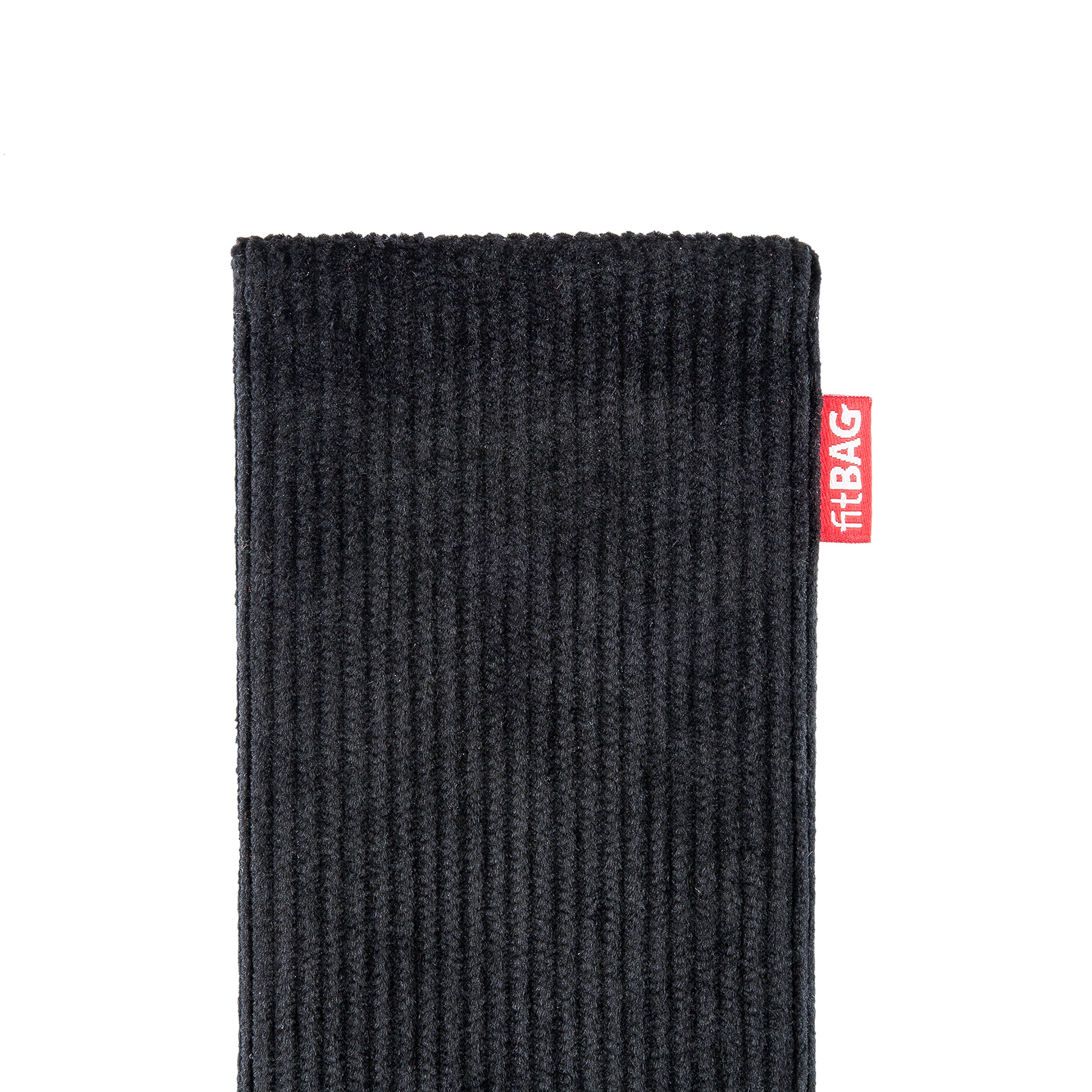 Custom Corduroy Pouch for HTC Pixel XL - Retro Black Sleeve with Microfiber Lining for Screen Cleaning & Protection