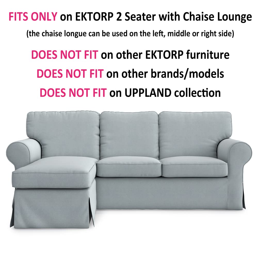 IKEA Ektorp 3-Seat Sofa Slipcover Replacement - Customized Smoke Grey Chaise Lounge Cover for 2-Seat Loveseat | Durable Fabric Protector | Perfect for Living Room, Bedroom & Home Decor