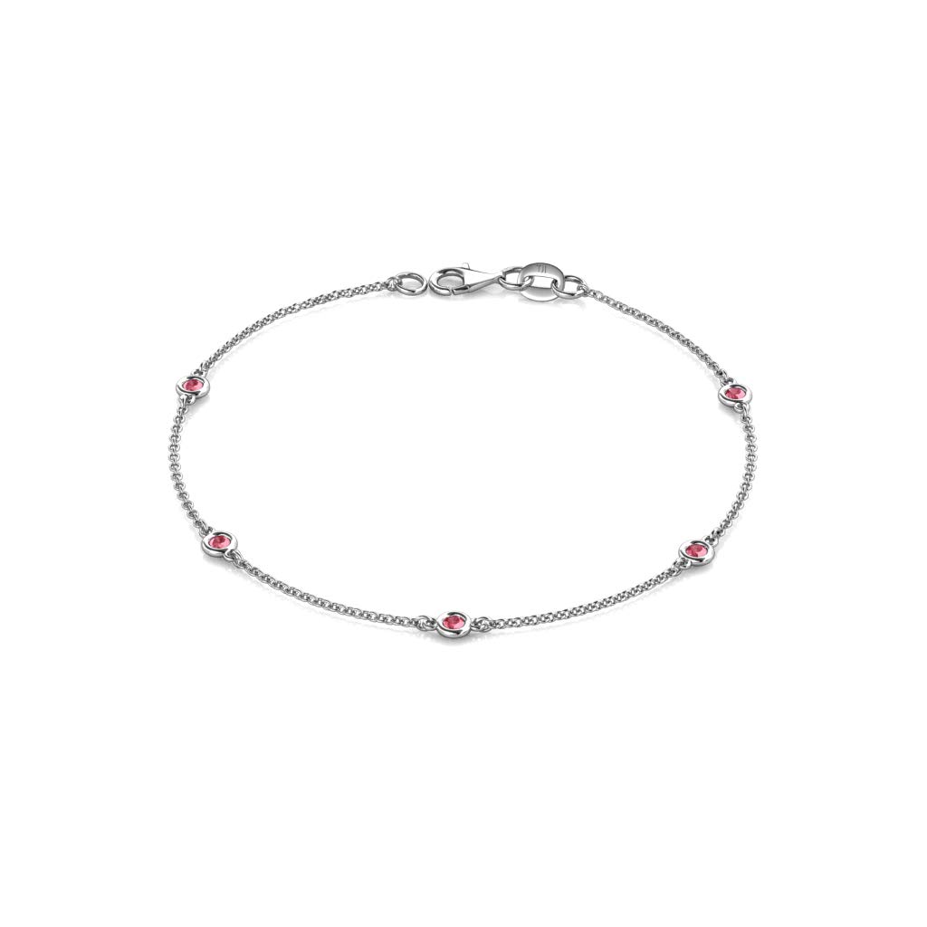 Pink Tourmaline 5-Station Petite Bracelet 0.18ctw 14K Gold - Elegant Jewelry Gift for Women, Perfect for Everyday Wear & Special Occasions