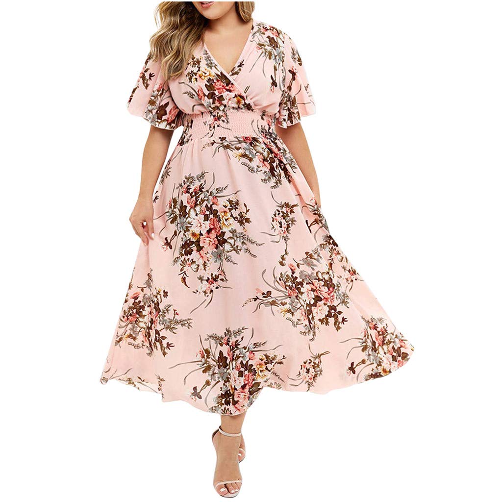 Plus Size Summer Casual Dresses for Women - Flowy Wrap Dress for Bridesmaid, Cocktail Party & Everyday Wear | Breathable Loose Fit Maxi Dress for Beach, Wedding & Vacation