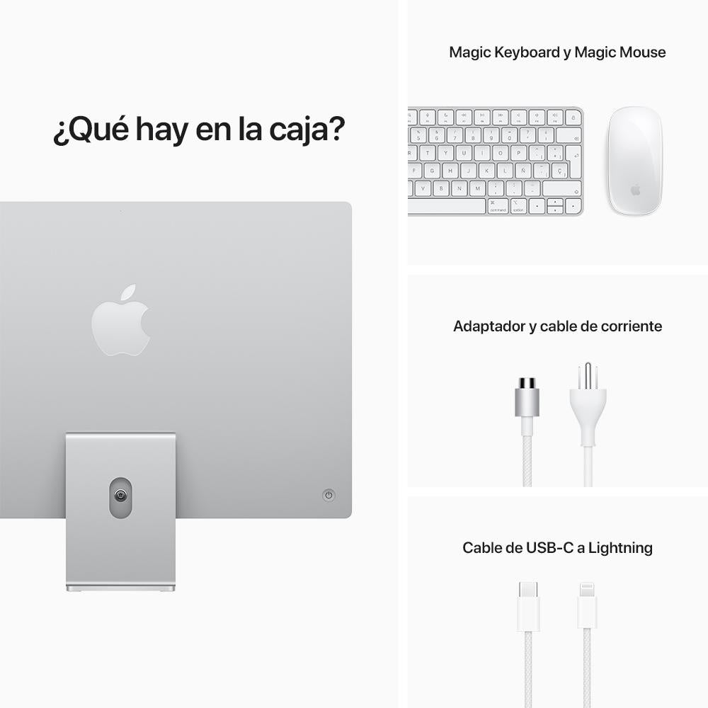Apple iMac 24-inch with Retina 4.5K Display - M1 Chip, 8-Core CPU, 7-Core GPU, 256GB SSD (Silver) - Perfect for Home Office, Graphic Design & Video Editing