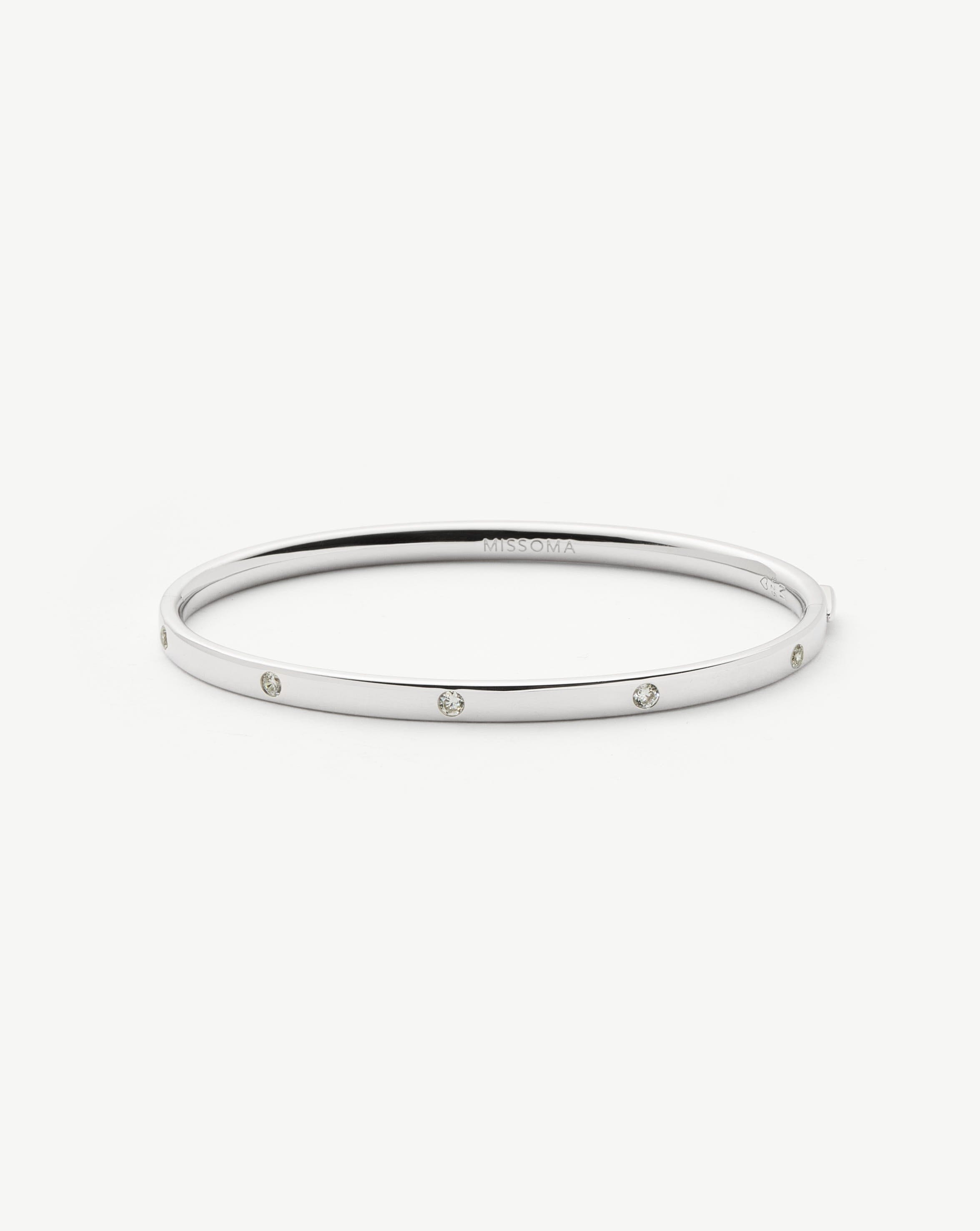 Interstellar Hinged Bangle Bracelet - Sterling Silver with Cubic Zirconia | Elegant Jewelry for Women, Perfect for Parties, Weddings & Everyday Wear