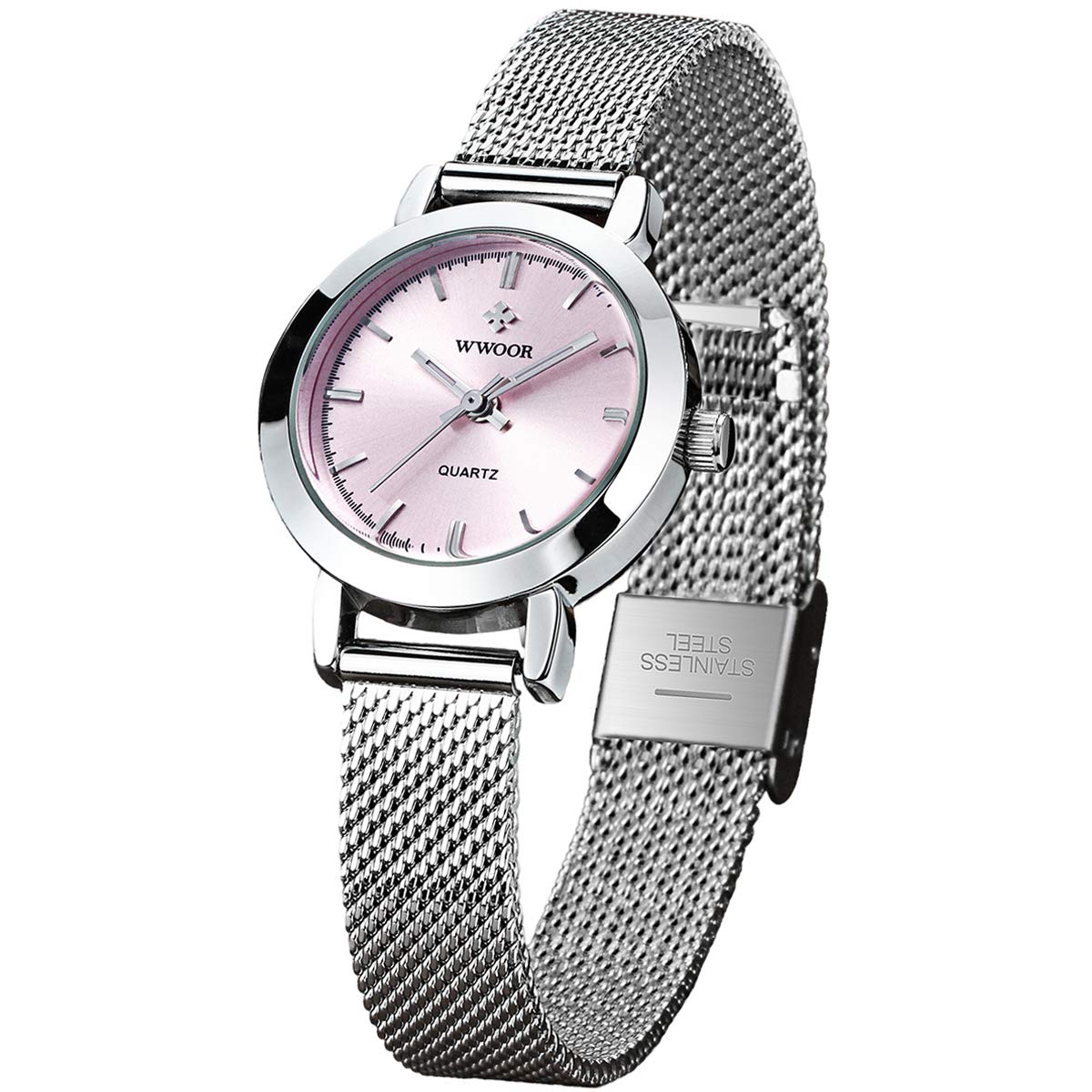 Original Women's Fashion Analog Quartz Watch with Adjustable Stainless Steel Mesh Band (10-16mm Wrist) - Waterproof & Stylish for Everyday Wear, Office, Dating & Special Occasions