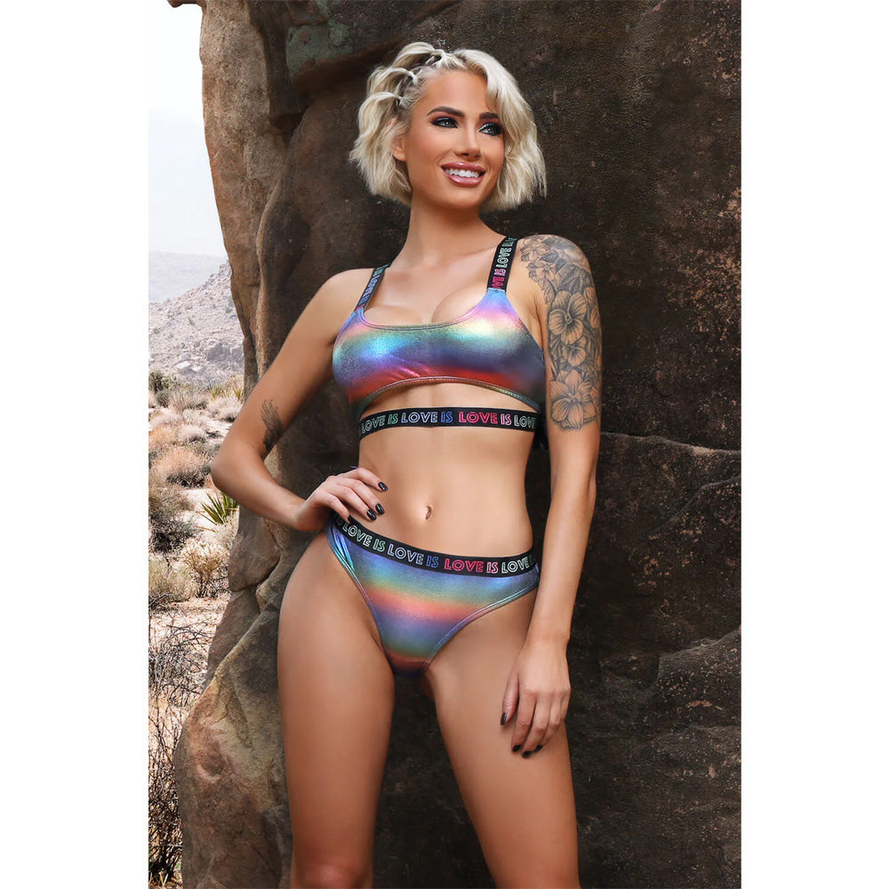 Fantasy Lingerie Set - Sexy Love is Love Crop Top & Panty for Women | Perfect for Valentine's Day, Anniversary Gifts & Romantic Nights
