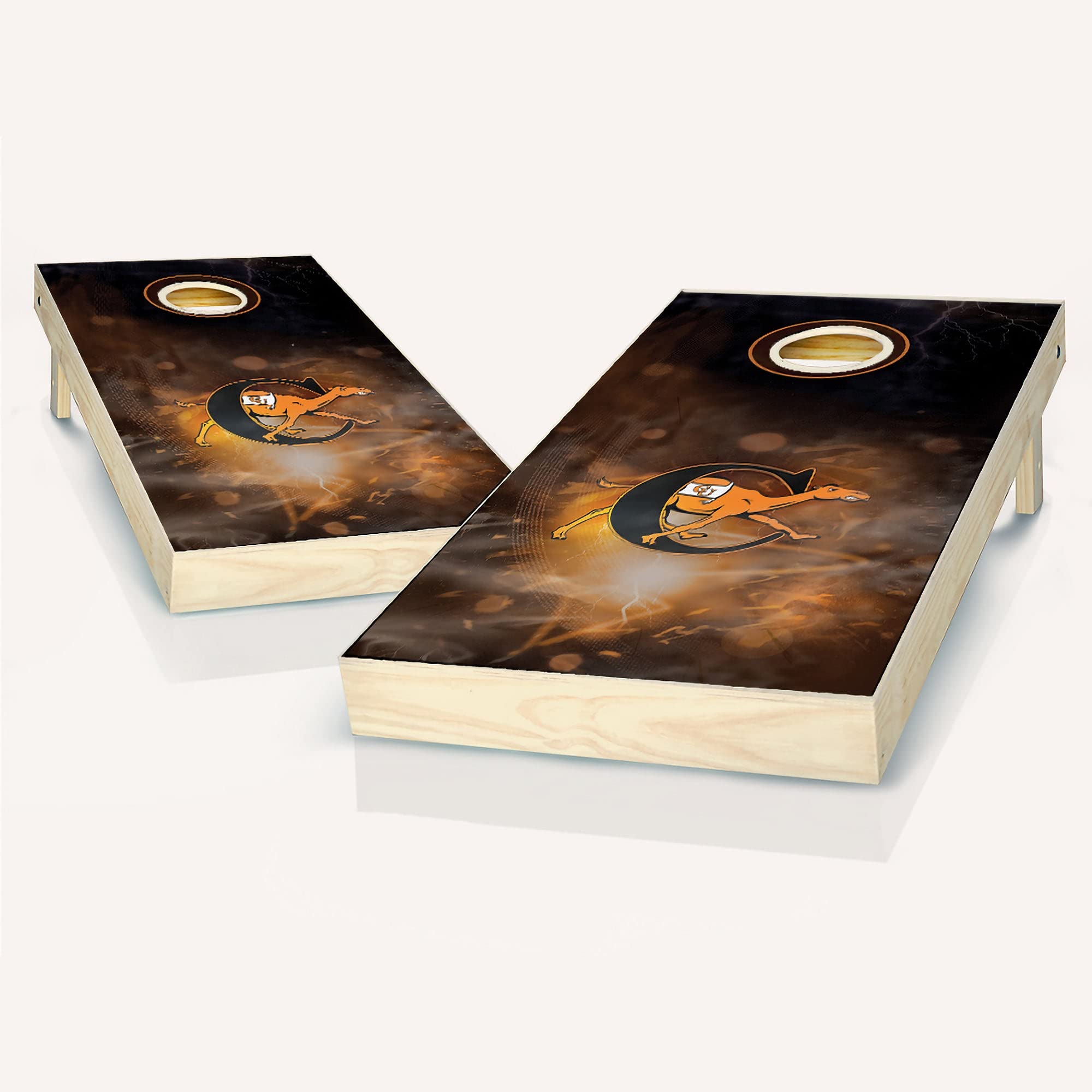 Premium Campbell Smoke Cornhole Game Set - 2 Wooden Boards & 8 Bean Bags for Outdoor Lawn Games, Tailgating, Backyard Parties, and BBQ Events