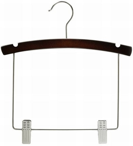 10 Pack Walnut Wooden Baby Clothes Hanger with Clips - Durable Wood Hangers for Nursery, Baby Shower Gifts & Kids Closet Organization