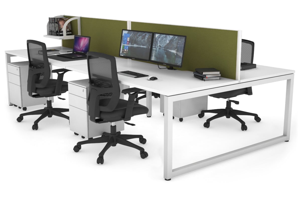 Quadro Loop Legs 4 Person Office Workstation - 1800L x 800W with Cable Management Scallop - Ideal for Collaborative Workspaces & Open Office Environments