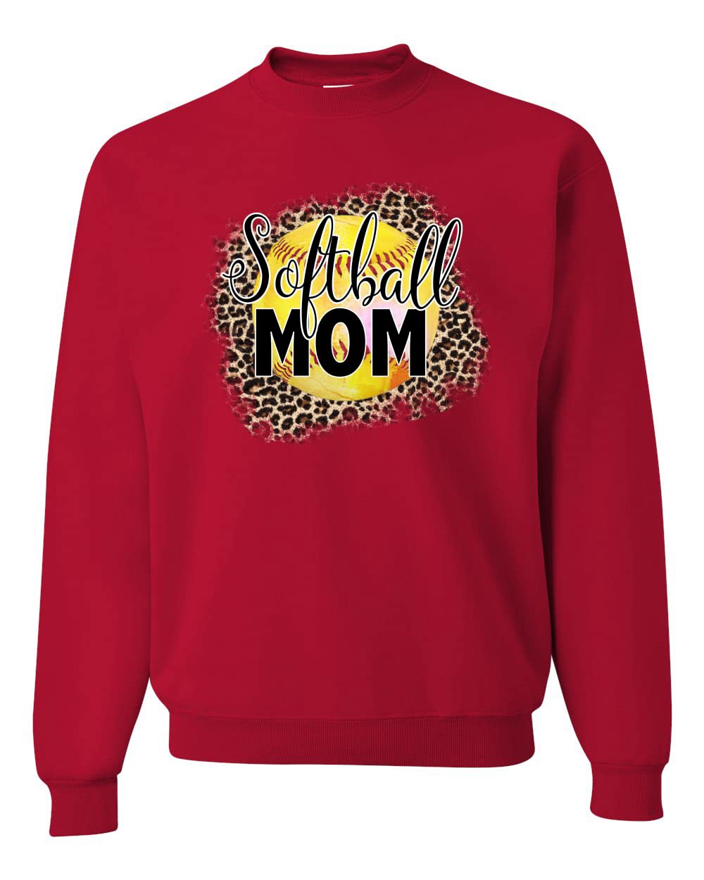 Wild Bobby Softball Mom Animal Print Graphic Sweatshirt - Unisex Crewneck Pullover for Women & Men - Perfect for Sports Games, Team Spirit & Casual Wear