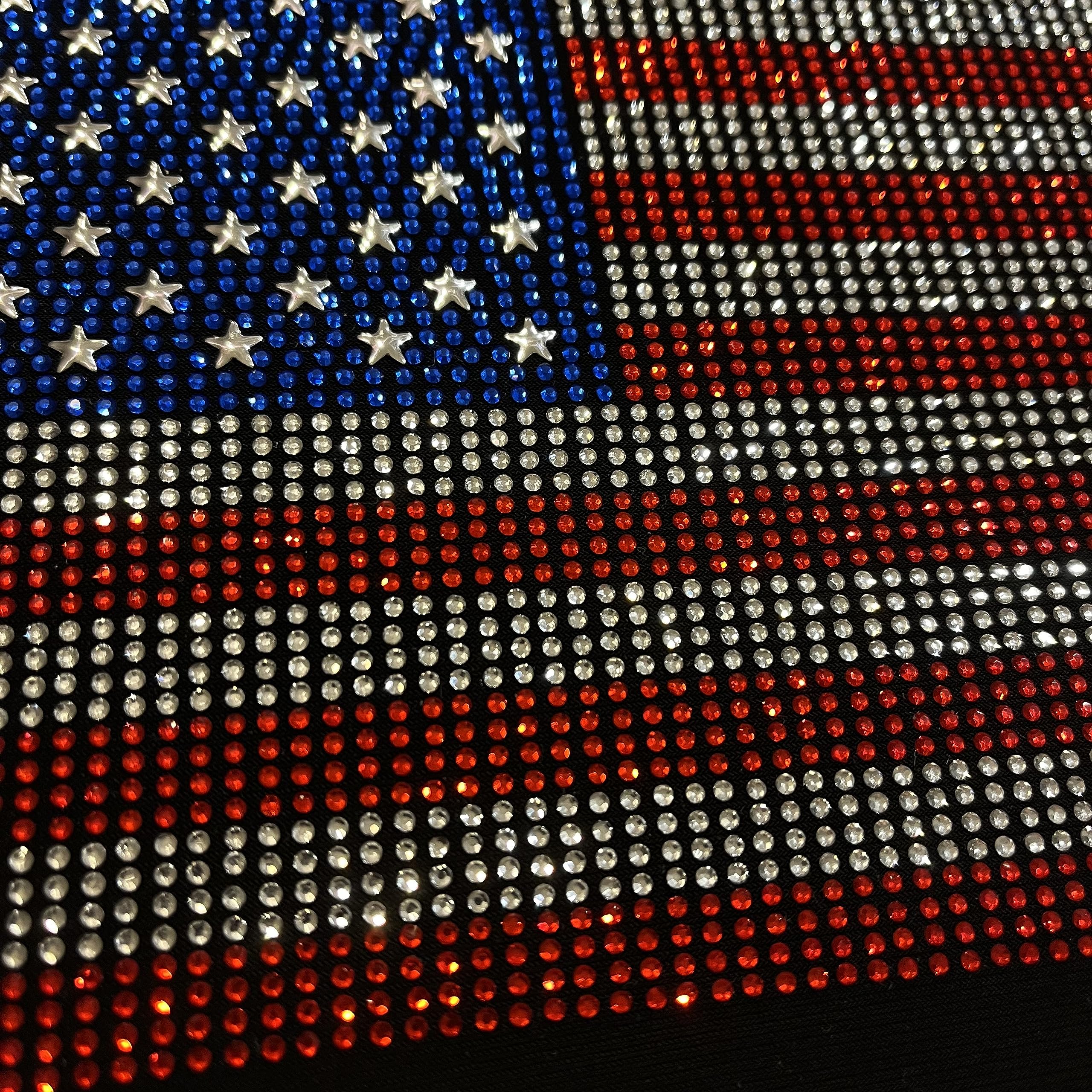 USA Rhinestone Heat Transfer Flag Design - Custom Hot Fix Patriotic Flag for DIY Crafts, T-Shirts & Apparel Decoration