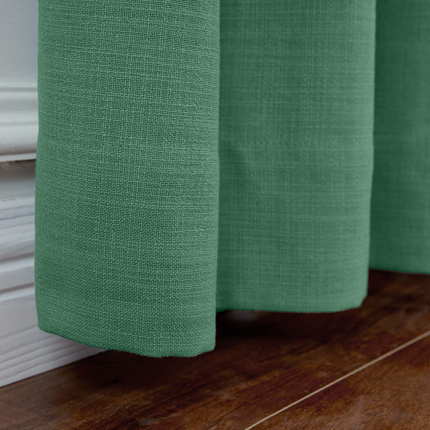 Frelement Breathable Faux Linen Blackout Curtains - Noise Reducing Thermal Insulated Drapes with 4-in-1 Header for Bedroom, Living Room & Office - 52x96 Inches, Single Panel (Peacock Design) - Perfect for Light Control, Privacy & Energy Savings