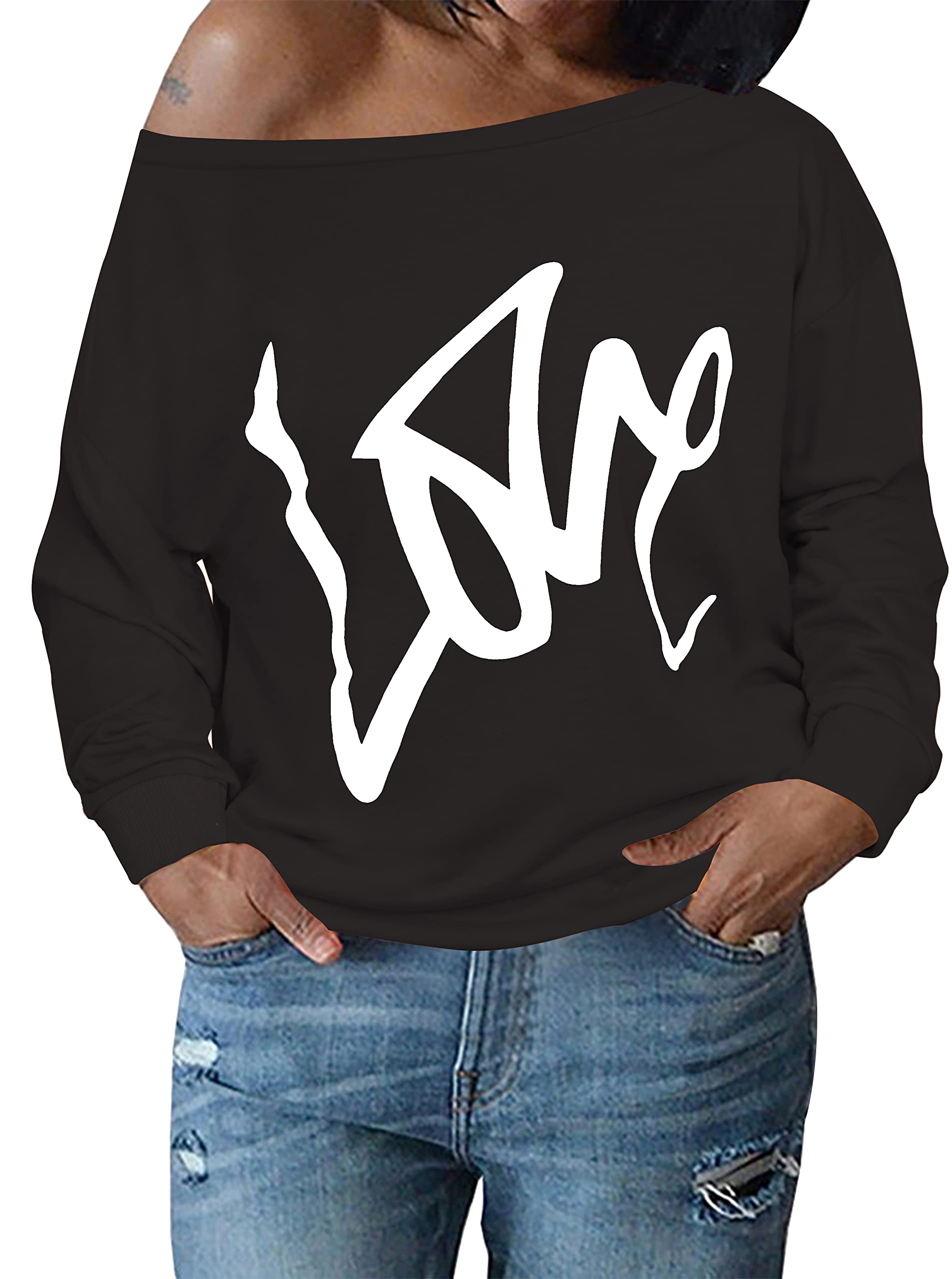 Plus Size Women's Tops - Long Sleeve Oversized Sweatshirts, Sweaters & Off Shoulder T-Shirts | Casual Comfort Wear for Everyday, Work & Lounge