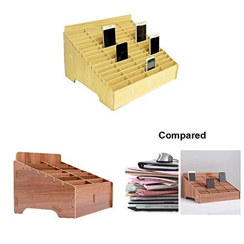 45-Grid Wooden Desktop Organizer - Multi-Functional Phone Holder, Pen & Pencil Storage Box for Office, Classroom, Home & Shop Display | Perfect for Desk Organization, School Supplies & Retail Merchandising