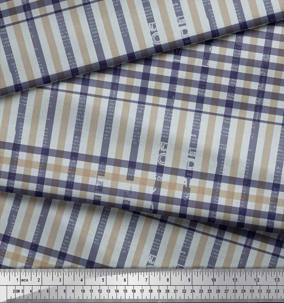 Soimoi Velvet Purple Fabric by The Yard - 58 Inch Wide Window Pane Check Printed Fabric for Curtains, Drapes & Home Decor - Timeless Elegance for Living Room & Bedroom