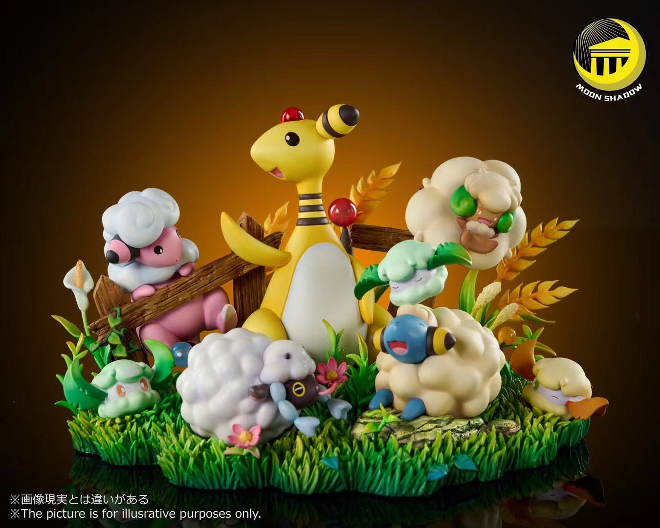 Moon Shadow Studio Ampharos Family Plush Toy - Cute Electric Dragon Pokemon Collectible for Fans & Kids | Perfect for Gifts, Bedroom Decor, and Anime Collections