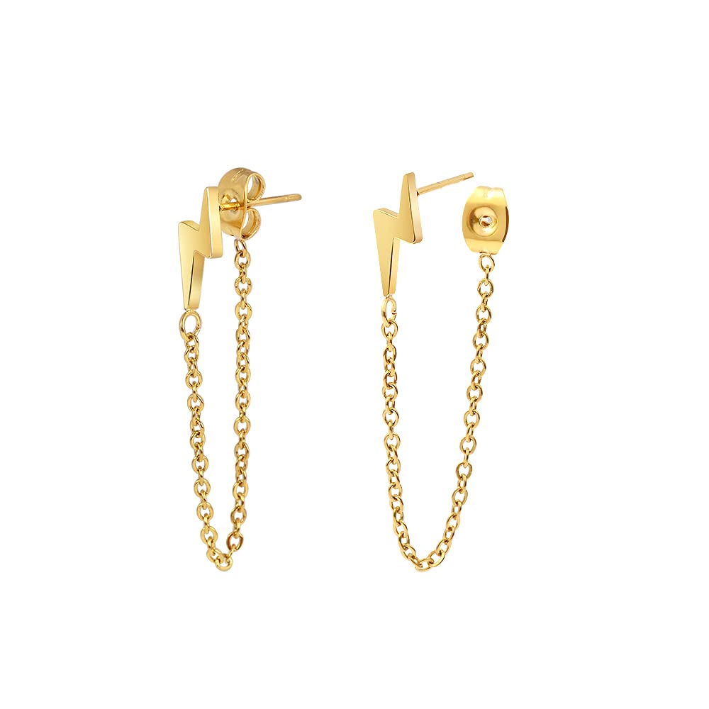 Edforce Stainless Steel Women's Lightning Bolt Dangle Earrings - 60mm/2.4in Hypoallergenic Fashion Jewelry for Casual Wear, Parties & Gifts