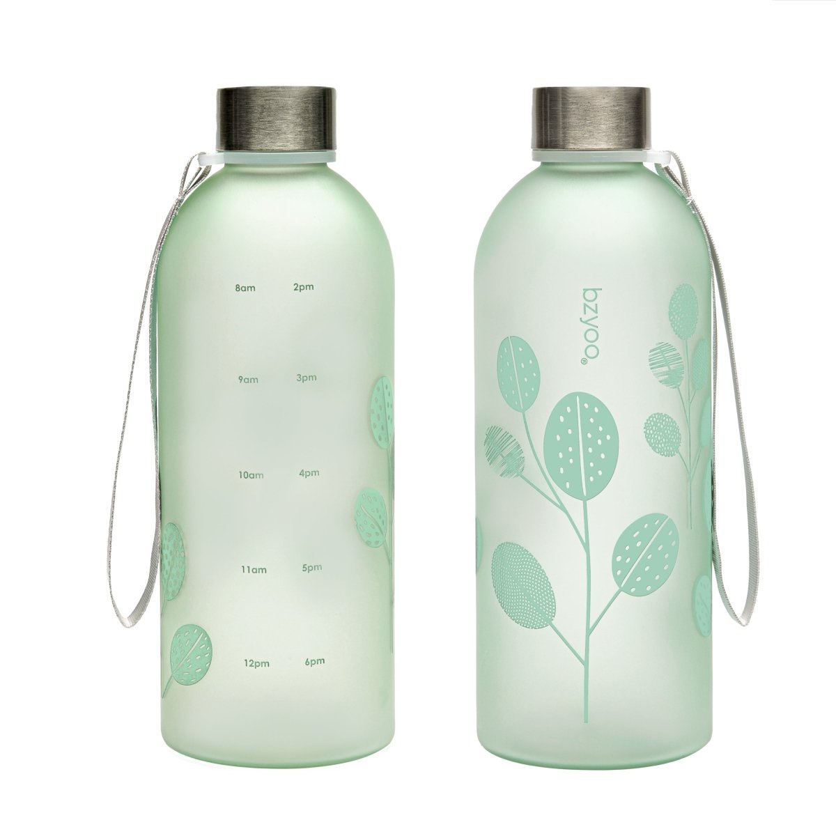 32oz Time Marker Tritan Water Bottle with Carrying Strap - BPA Free Leak Proof Sports Water Bottle for Gym, Hiking & Outdoor Activities - Leaf Green