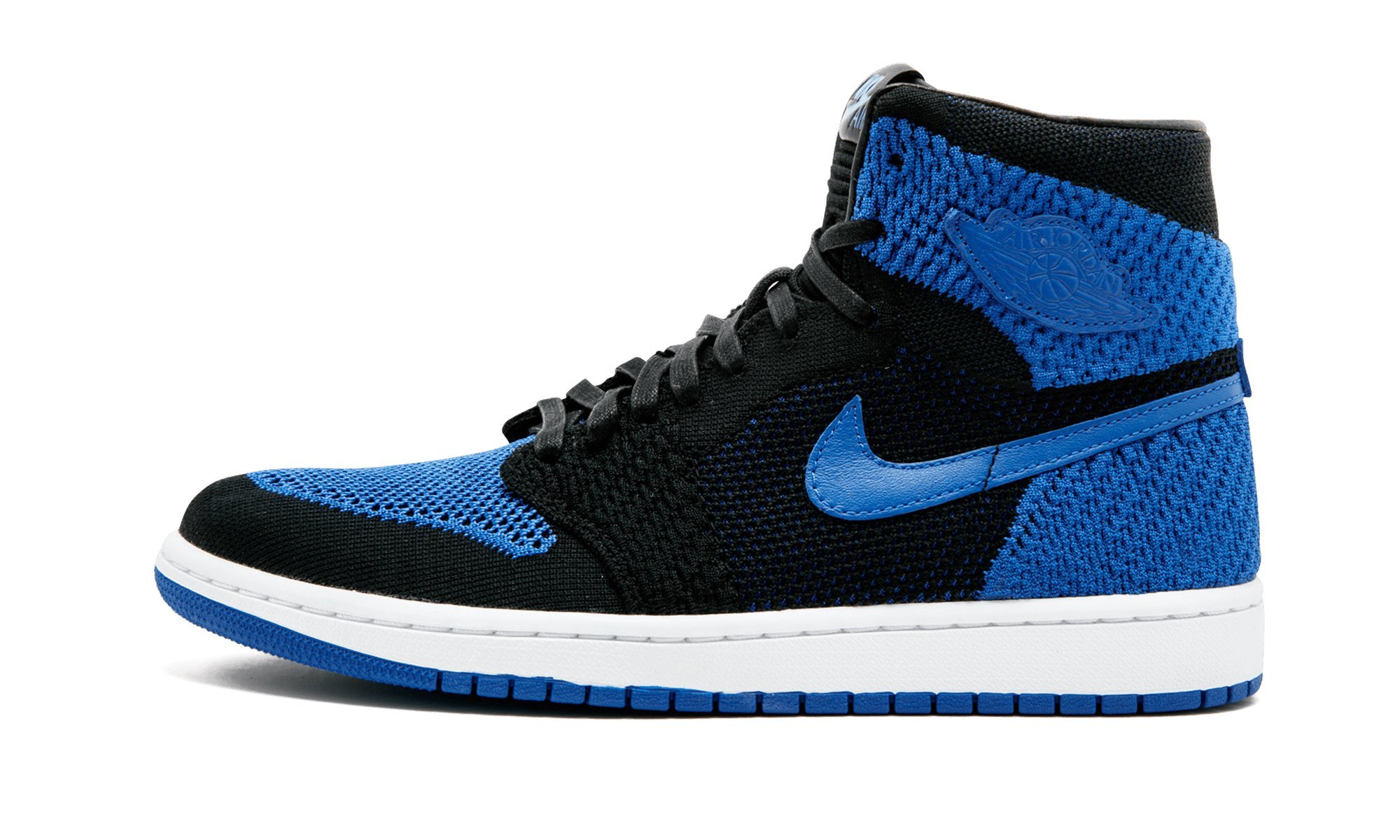 Jordan Men's Air 1 Retro Hi Flyknit Basketball Shoes - Royal Blue/Black-White (Size 10.5) | Classic Sneakers for Streetwear, Casual Wear & Basketball Games