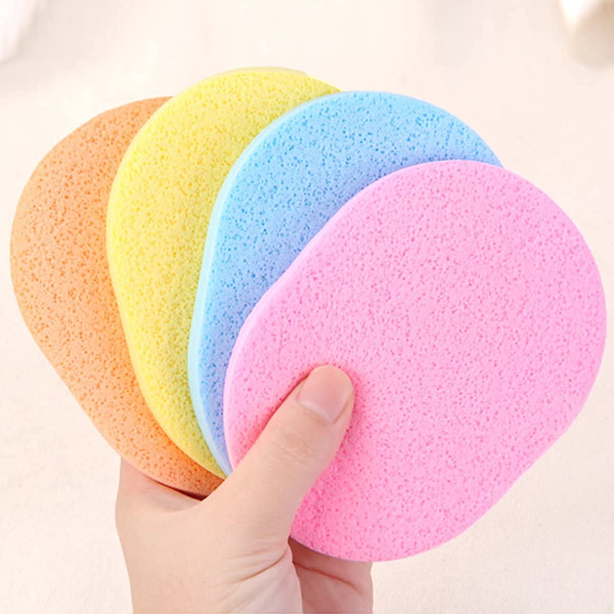 4 Pack Compressed Facial Sponge Sticks - Round Makeup Remover Pads for Women & Girls | Gentle Cleansing & Washing | Perfect for Travel, Daily Skincare & Makeup Removal