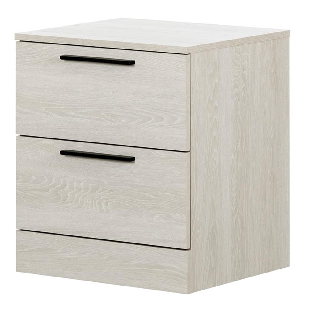 Modern Light Grey Wood Nightstand with 2 Drawers - Small Bedside Table for Bedroom | Perfect for Storing Books, Lamps & Bedroom Essentials
