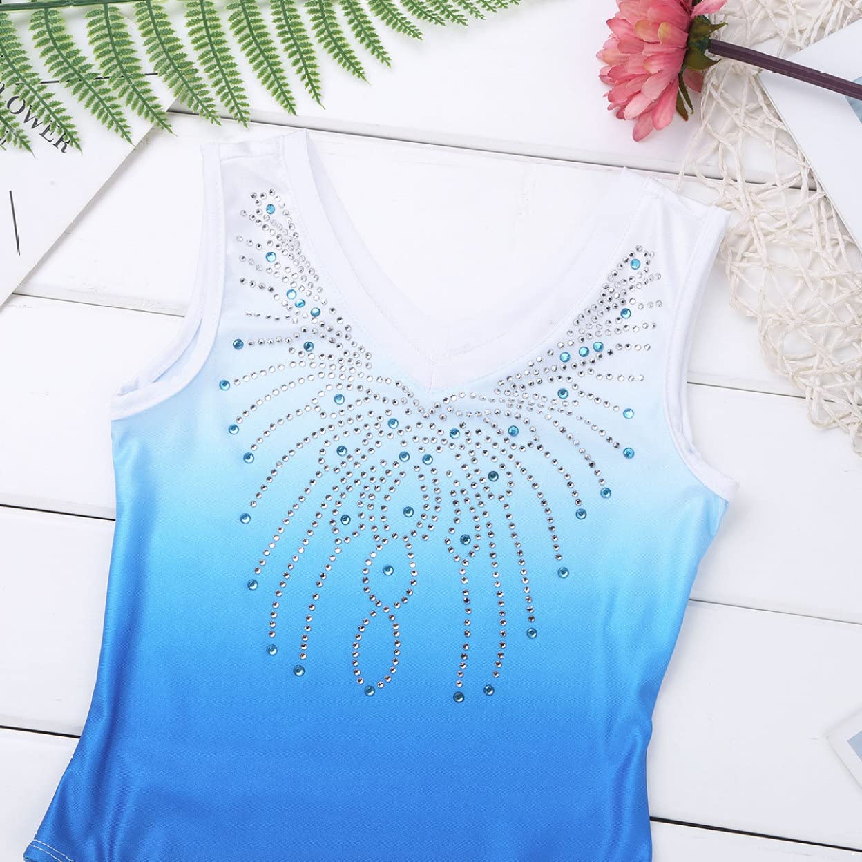 Sparkling Kids Girls Rhinestone Ballet Leotards - Elegant Rhythmic Gymnastics Dancewear for Ballerina Performances & Recitals