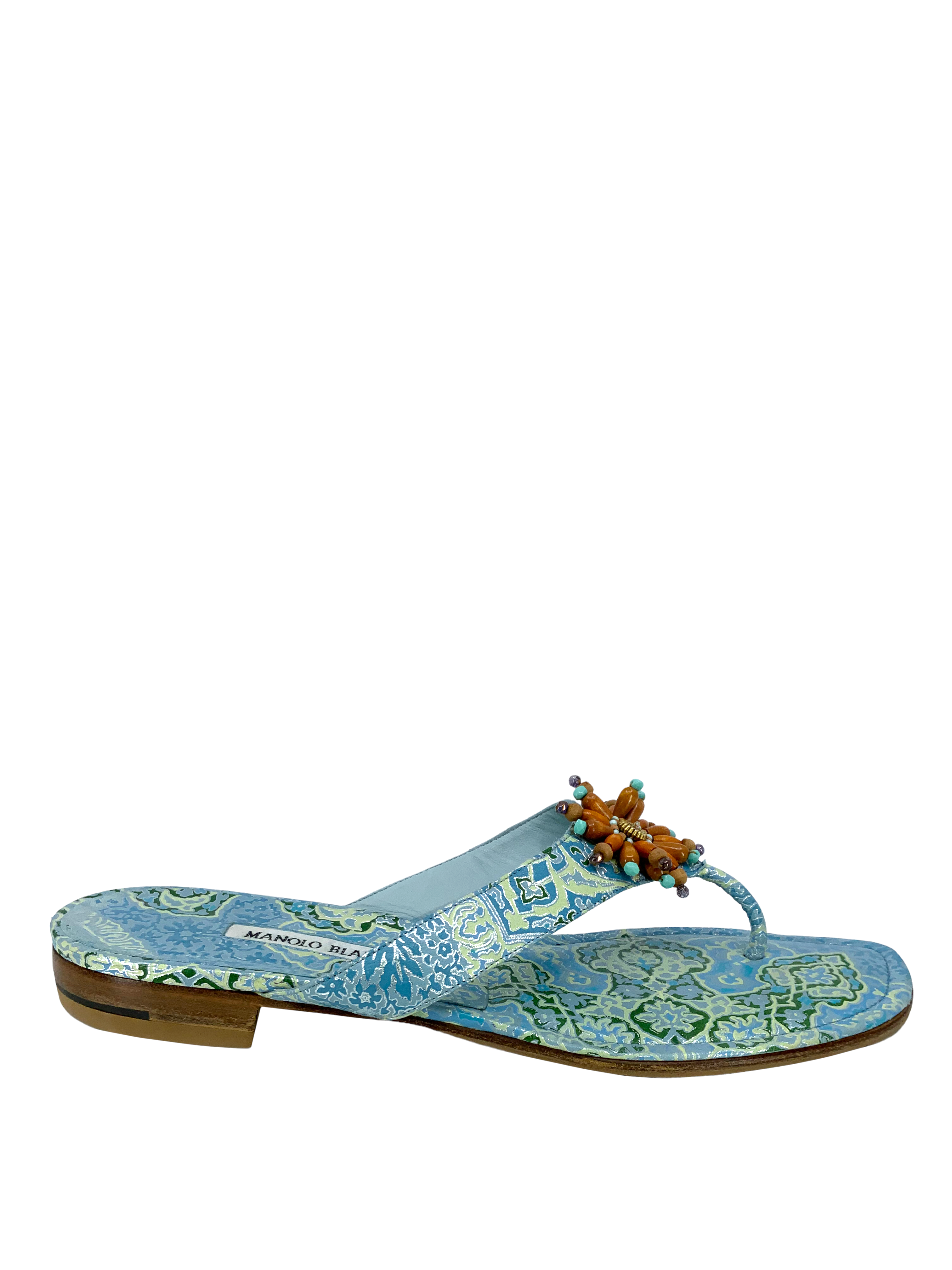 Manolo Blahnik Floral Print Thong Sandals for Women - Size 11 | Comfortable Summer Beach Flip Flops | Perfect for Vacation, Poolside & Casual Outings