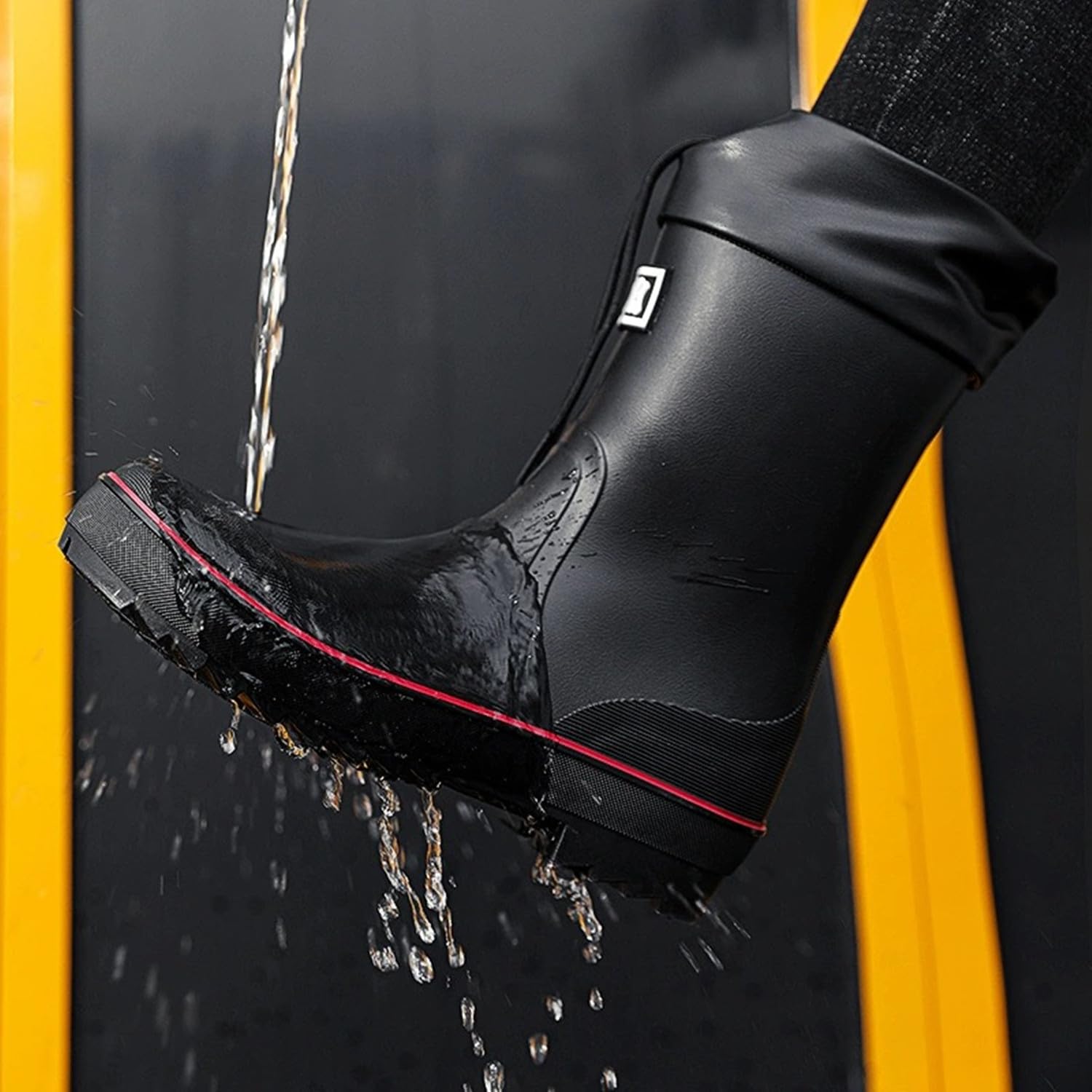 **Men's Waterproof PVC Rubber Rain Boots - Lightweight Comfortable Mid-Calf Outdoor Boots for Gardening, Fishing, Yard & Farm Work - Ideal for Wet Weather, Muddy Terrains & Outdoor Activities**