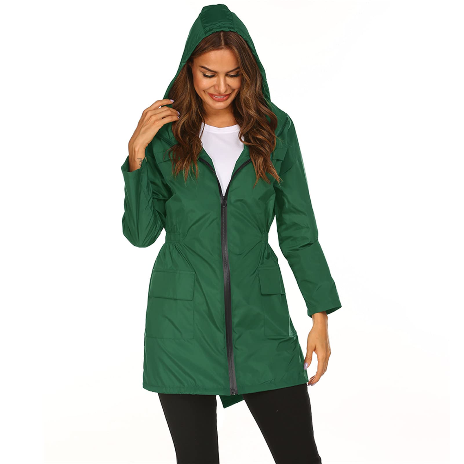 Women's Waterproof Raincoat - Lightweight Hooded Rain Jacket & Windbreaker for Outdoor Hiking, Travel & Active Wear | All-Weather Protection for Rainy Days & Adventures