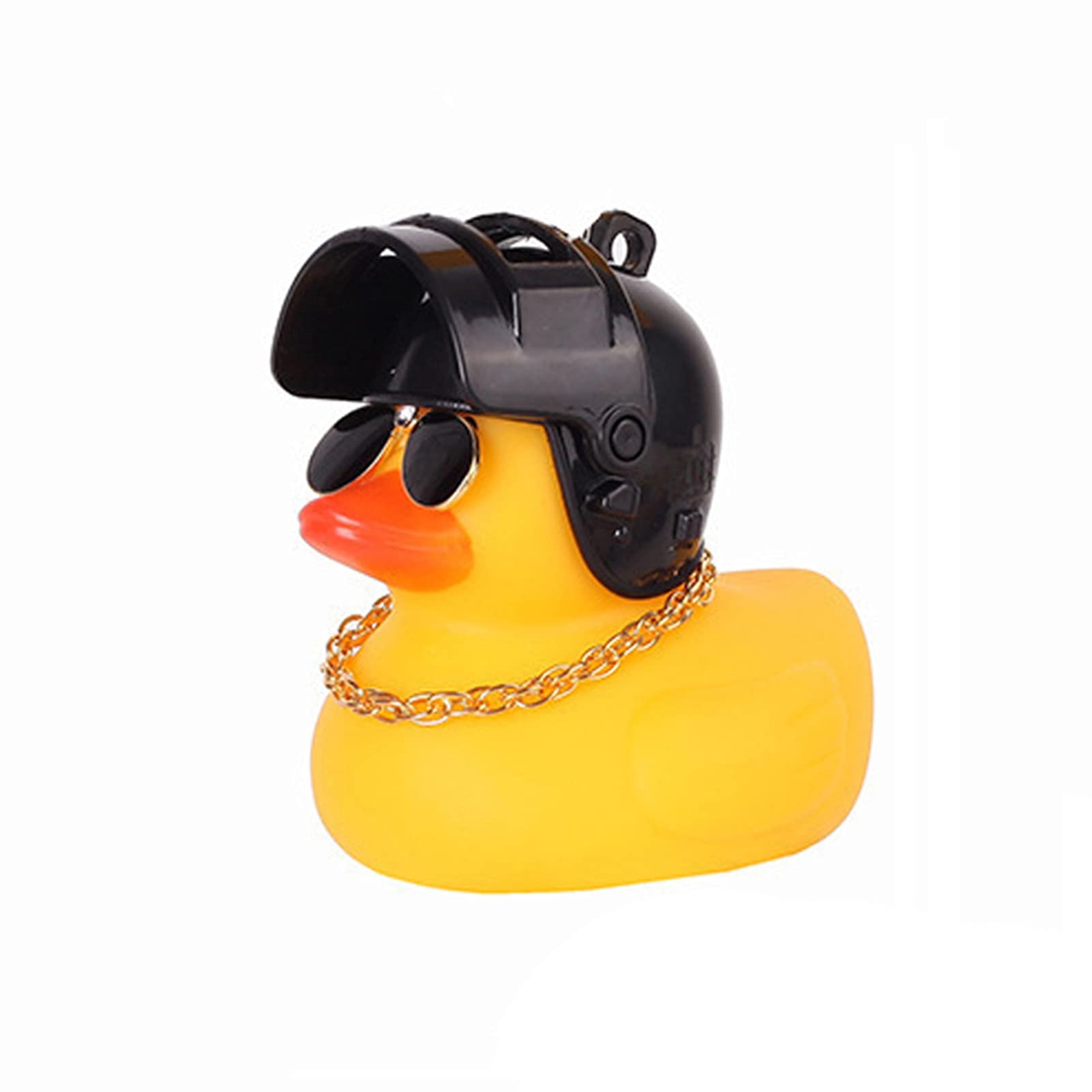 Funny Rubber Yellow Duck Car Dashboard Decorations with Thruster Helmet, Sunglasses & Gold Chain - Cool Auto Interior Accessories for Cars, Trucks & SUVs - Perfect for Gifts, Office Pranks & Road Trip Fun