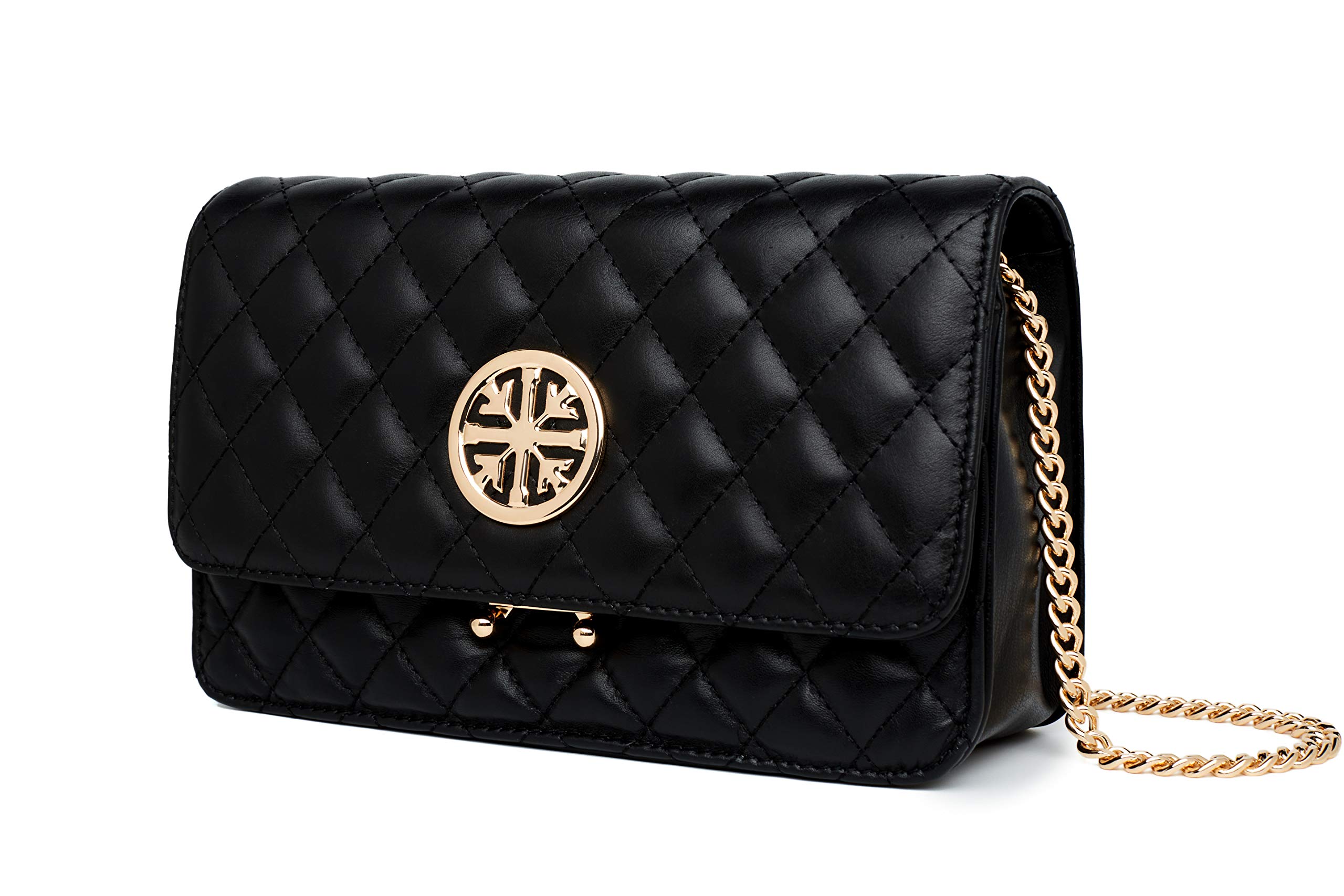 Chrysansmile Genuine Leather Quilted Crossbody Bag for Women - Stylish Shoulder Handbag with Chain Strap, Perfect for Daily Use, Work, and Evening Out