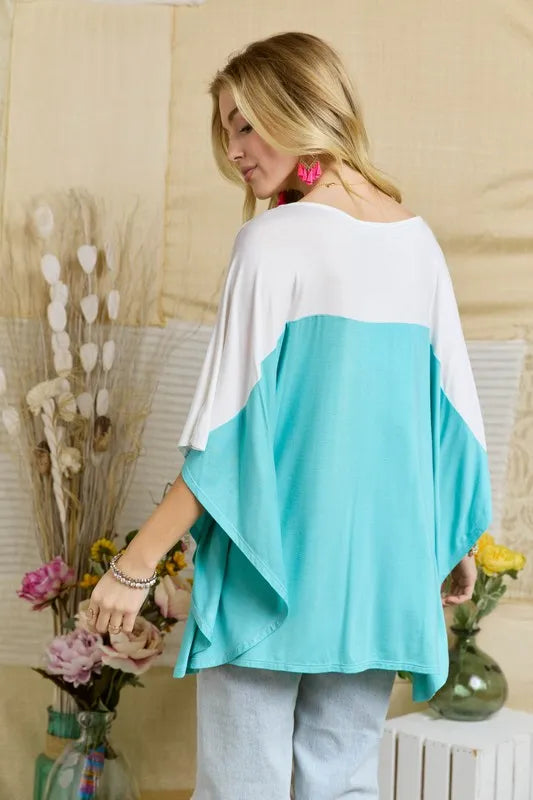 ADORA Colorblock Poncho Style Tunic Top for Women - Fashionable Casual Wear for Fall & Winter | Perfect for Office, Travel and Date Nights