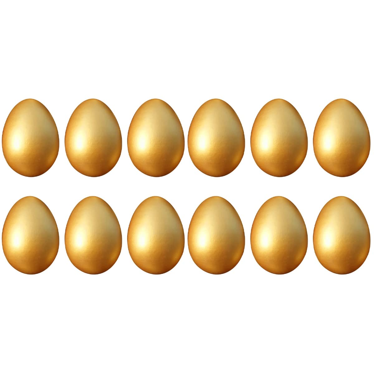 12Pcs Golden Easter Egg Shells - Metallic Wooden Faux Eggs for Easter Decorations, Basket Stuffers & Spring Home Decor
