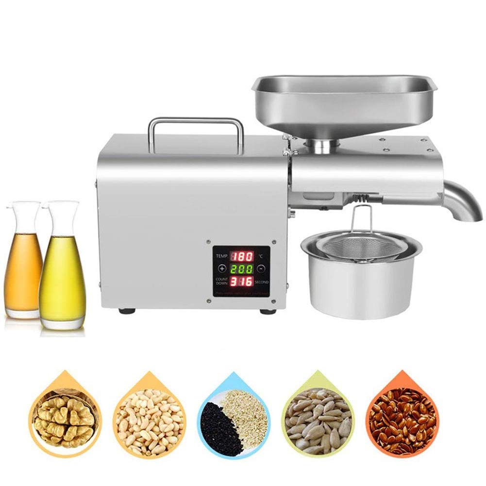 Commercial Oil Press Machine 610W - Cold & Hot Nut Oil Extractor for Home & Business - Automatic Stainless Steel Oil Expeller with Digital Control (3-5Kg/H) - Perfect for Almond, Walnut, Peanut, Sesame & Sunflower Seeds - Ideal for Restaurants, Bakeries & Homemade Healthy Cooking
