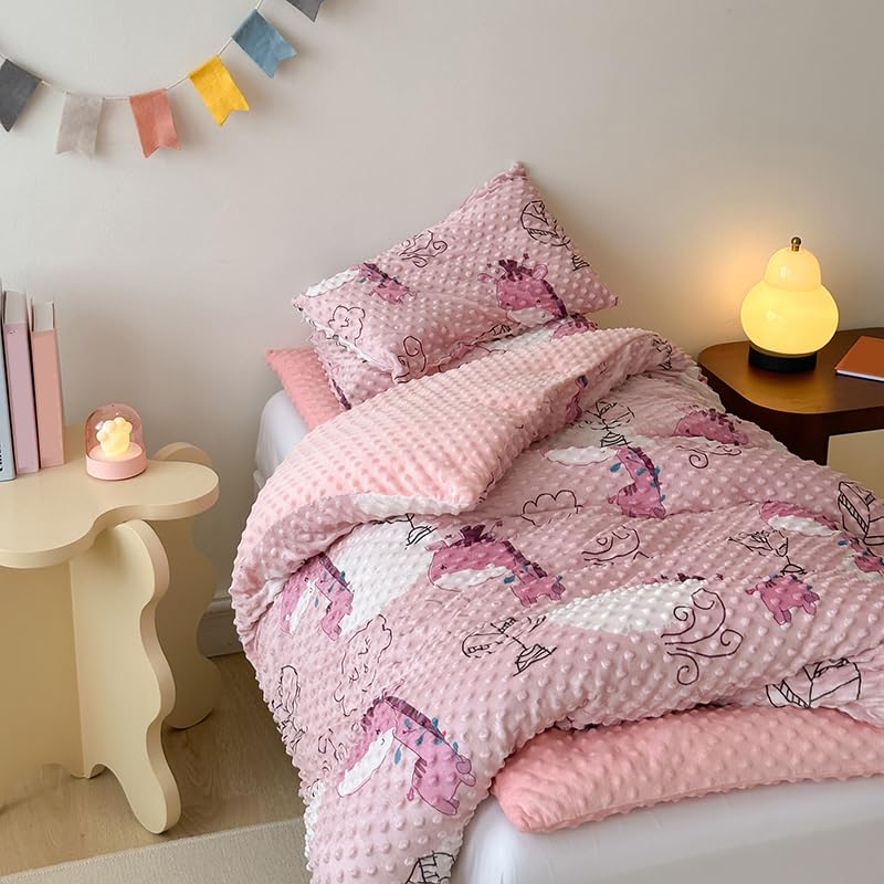 Sleepwish Giraffe Print 6-Piece Fleece Toddler Bedding Set - Soft Pink Crib Bedding for Boys & Girls (47