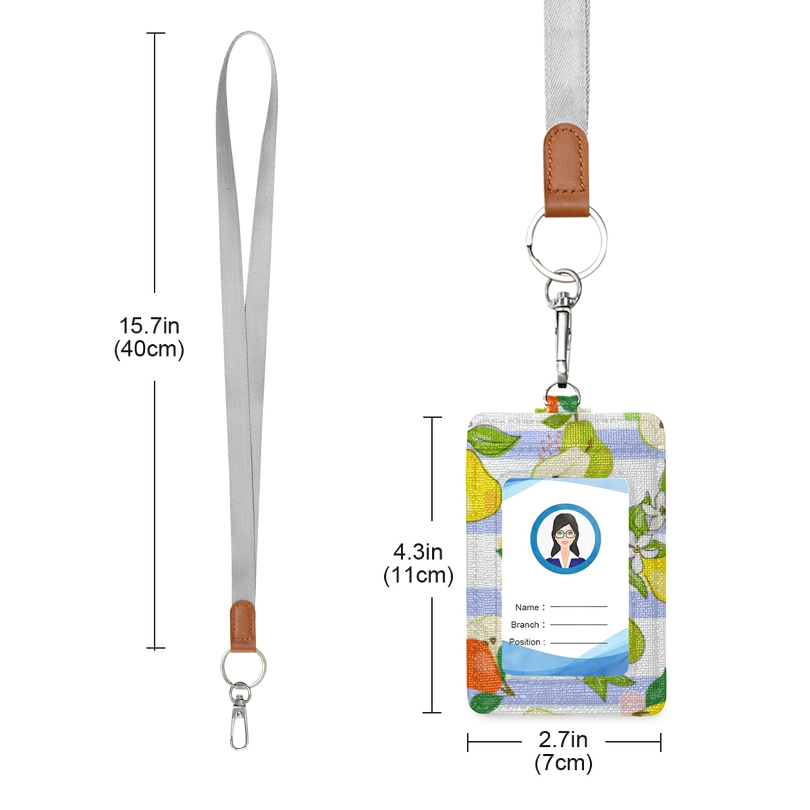 Colorful Vegan ID Badge Holder with Lanyard - Office & School Staff Use