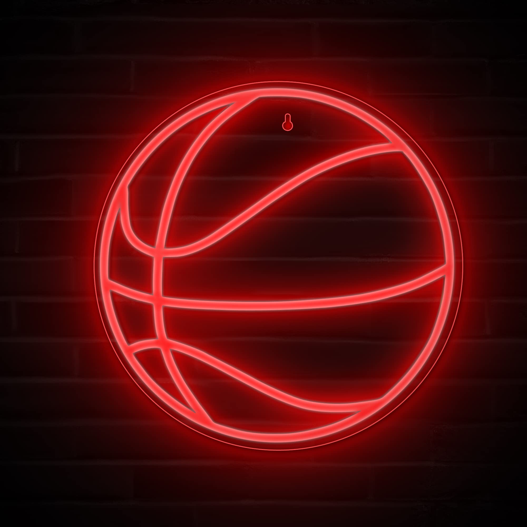 Glowing Basketball Neon Sign - LED Wall Decor for Bedroom, Game Room & Sports Themed Spaces - Red Basketball Light for Fans - Perfect for Game Nights, Man Cave Decor & Sports Bar Lighting