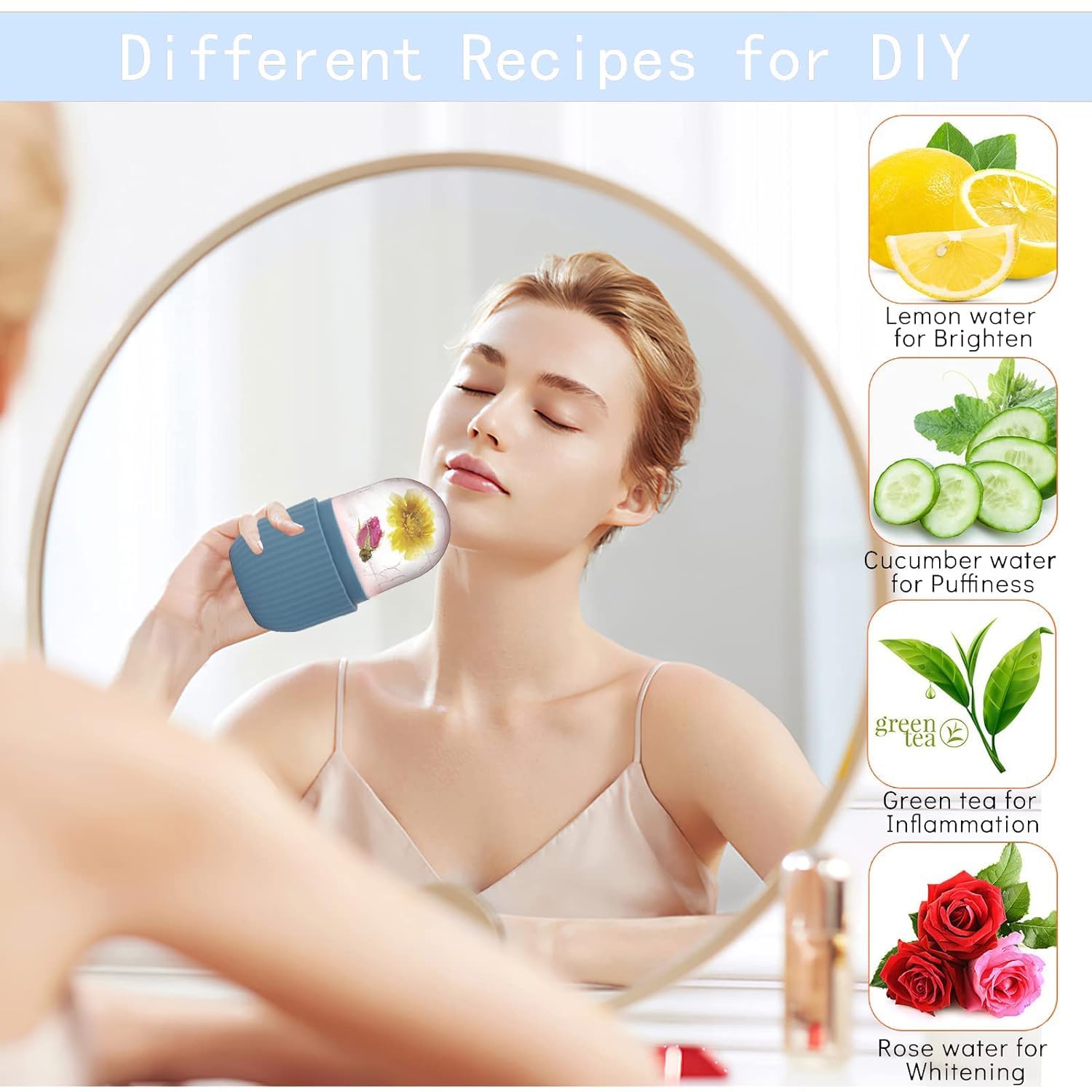 GELATO BEAUTY Ice Face Roller Massager - Cooling Ice Cube Roller for Face, Eyes & Neck Care | Reduces Puffiness, Dark Circles & Migraine Pain | Reusable Silicone Facial Massager for Skincare & Relaxation at Home or Spa