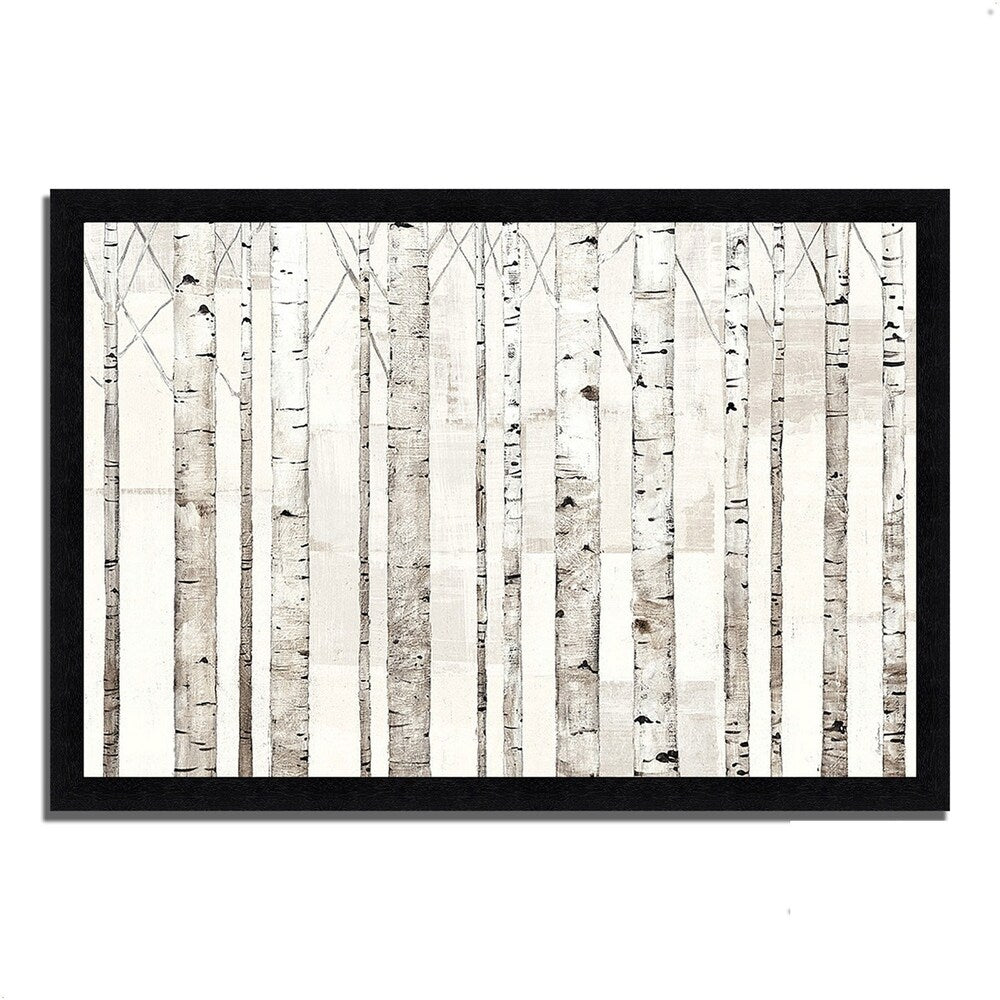 Birch Trees on White by Avery Tillmon - Framed Canvas Art Print, Ready to Hang Wall Decor for Living Room, Bedroom & Office