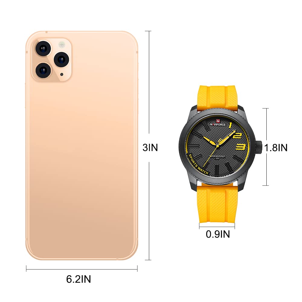 NAVIFORCE Waterproof Sports Watch for Men and Boys - Durable Silicone Band with Second Hand - Perfect for Running, Swimming, and Outdoor Activities