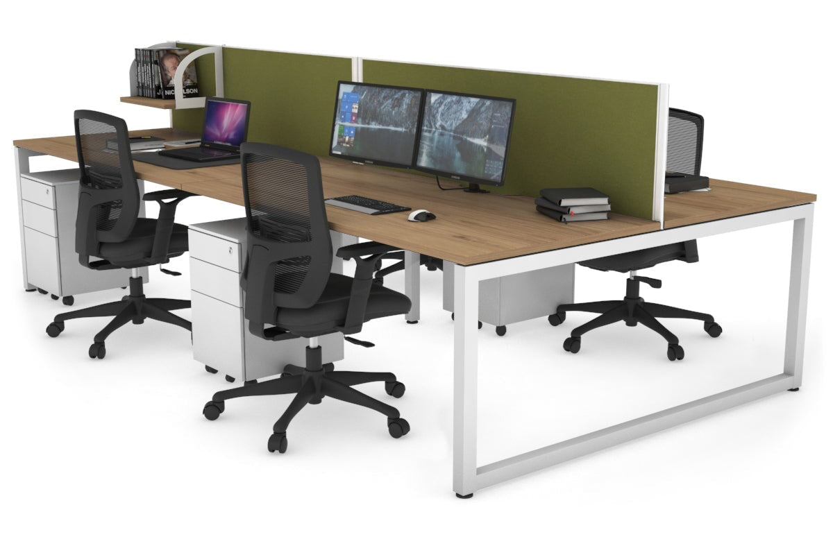 Quadro Loop Legs 4 Person Office Workstation - 1800L x 800W with Cable Management Scallop - Ideal for Collaborative Workspaces & Open Office Environments