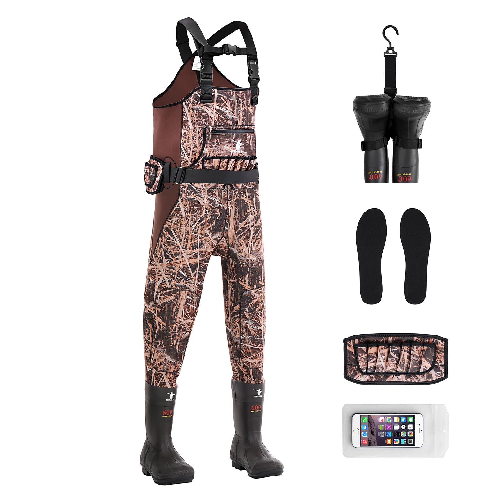 Women's Insulated Neoprene Waterproof Chest Waders for Duck Hunting & Fishing - Camo Bootfoot Design with Breathable Fabric & Boot Hanger - Perfect for Cold Weather Waterfowl Hunting & Outdoor Adventures