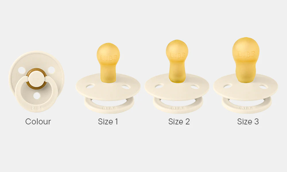 BIBS Round Color Latex Pacifiers Twin Pack - Size 3 for Babies 18+ Months - Soothing Teething Relief for Day & Night Comfort