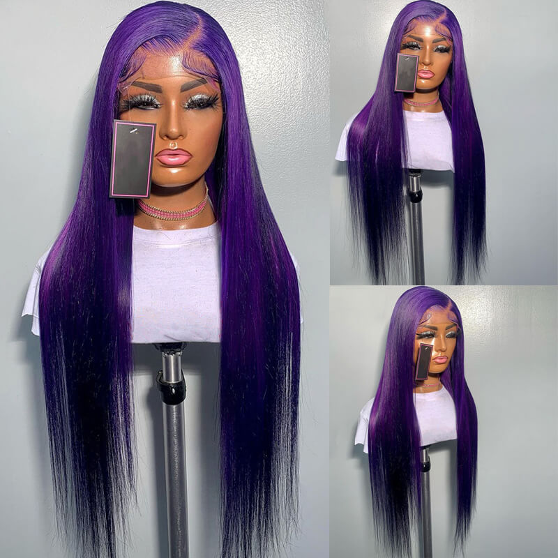 Eullair Dark Purple Glueless Body Wave Lace Front Wig - Affordable Human Hair Wig for Brown Skin Women | Perfect for Daily Wear, Cosplay & Special Occasions