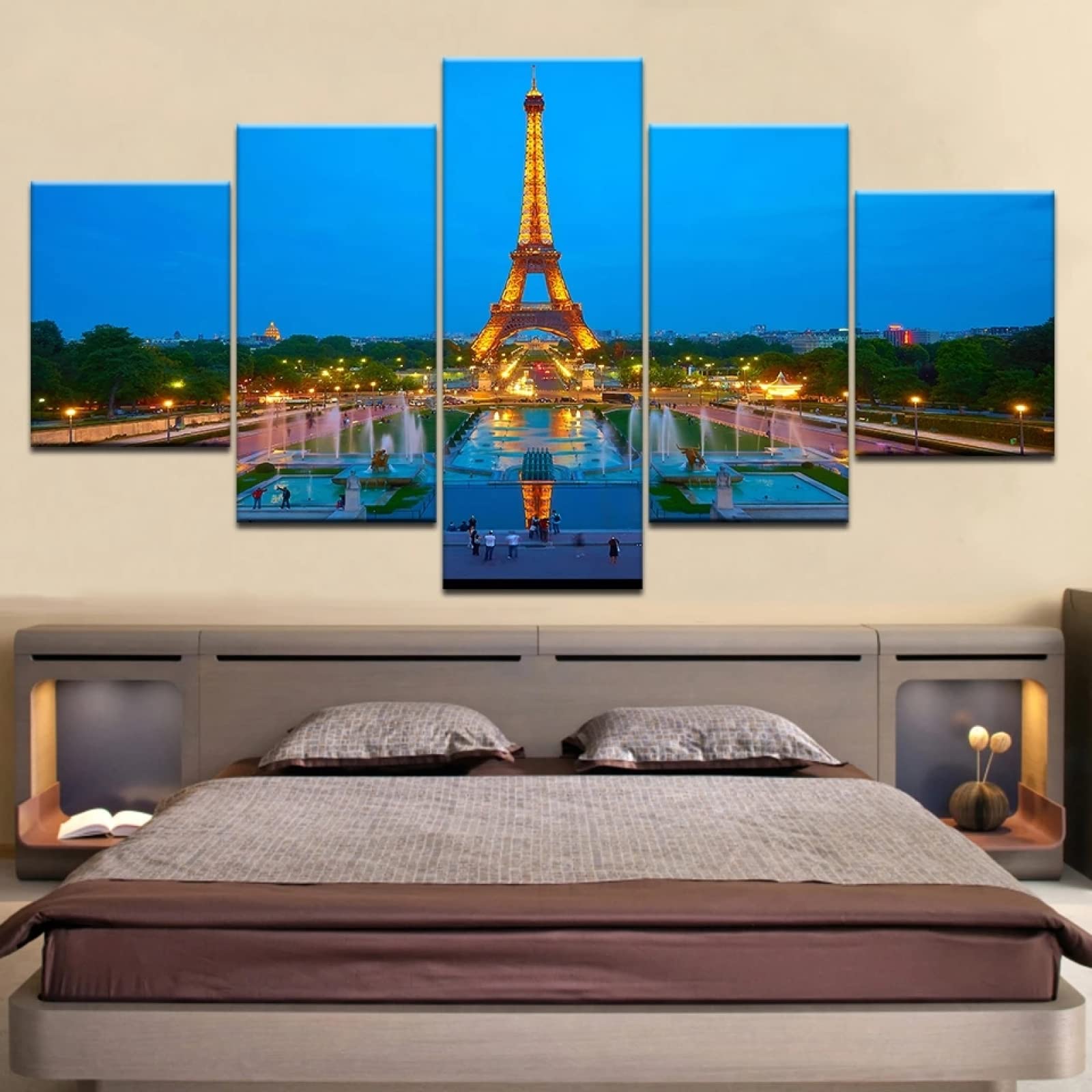 5-Piece Paris Tower Canvas Prints - Cityscape Wall Art for Living Room & Bedroom Decor