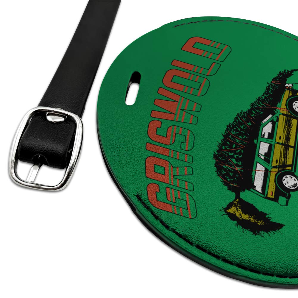 Griswold Christmas Vacation Round Leather Luggage Tag - Durable Carry-On ID Tag for Suitcases & Travel Bags - Perfect for Holiday Travel & Gift Giving