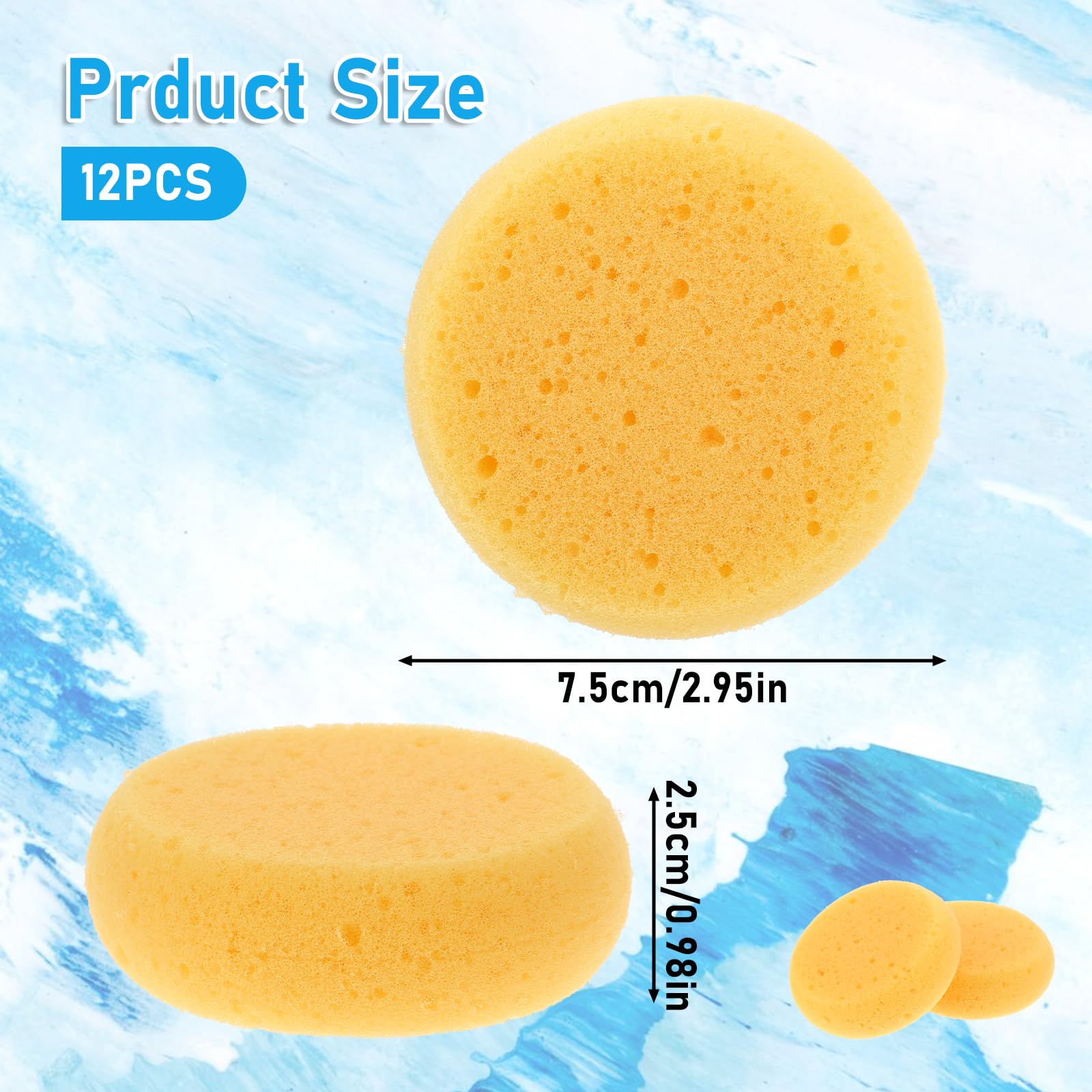 12PCS 3-Inch Round Pottery Sponges for Clay & Acrylic Painting - Artist-Grade Painting Sponges for Pottery Making, Ceramics & Canvas Art - Perfect for Sculpting, Glazing & Texture Creation