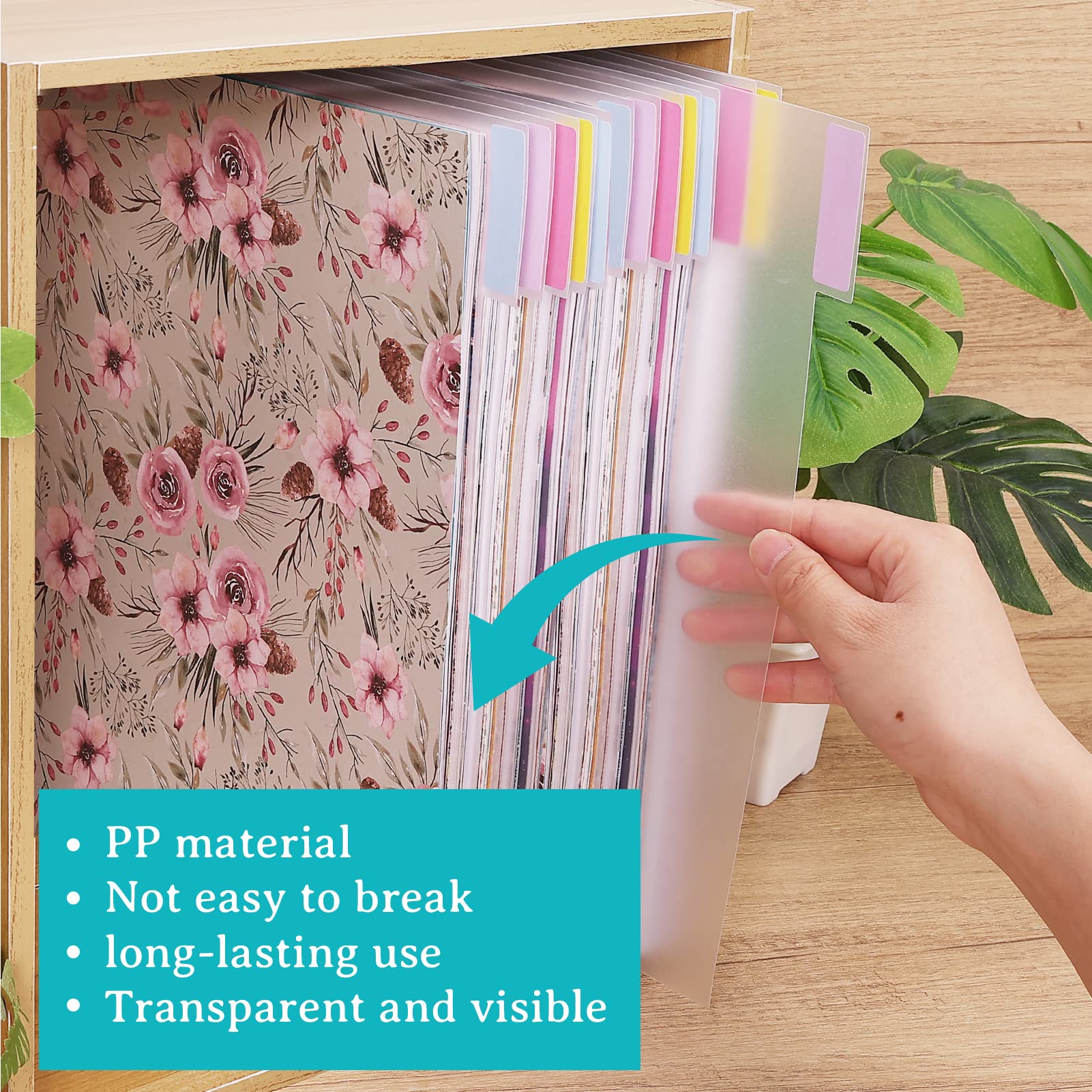 Caydo 32-Piece Plastic Scrapbook Tab Dividers with 48 Sticky Index Tabs - Organize 12x12 Inch Scrapbook Paper & Cardstock - Perfect for DIY Albums, Photo Projects, and Crafting Supplies Storage