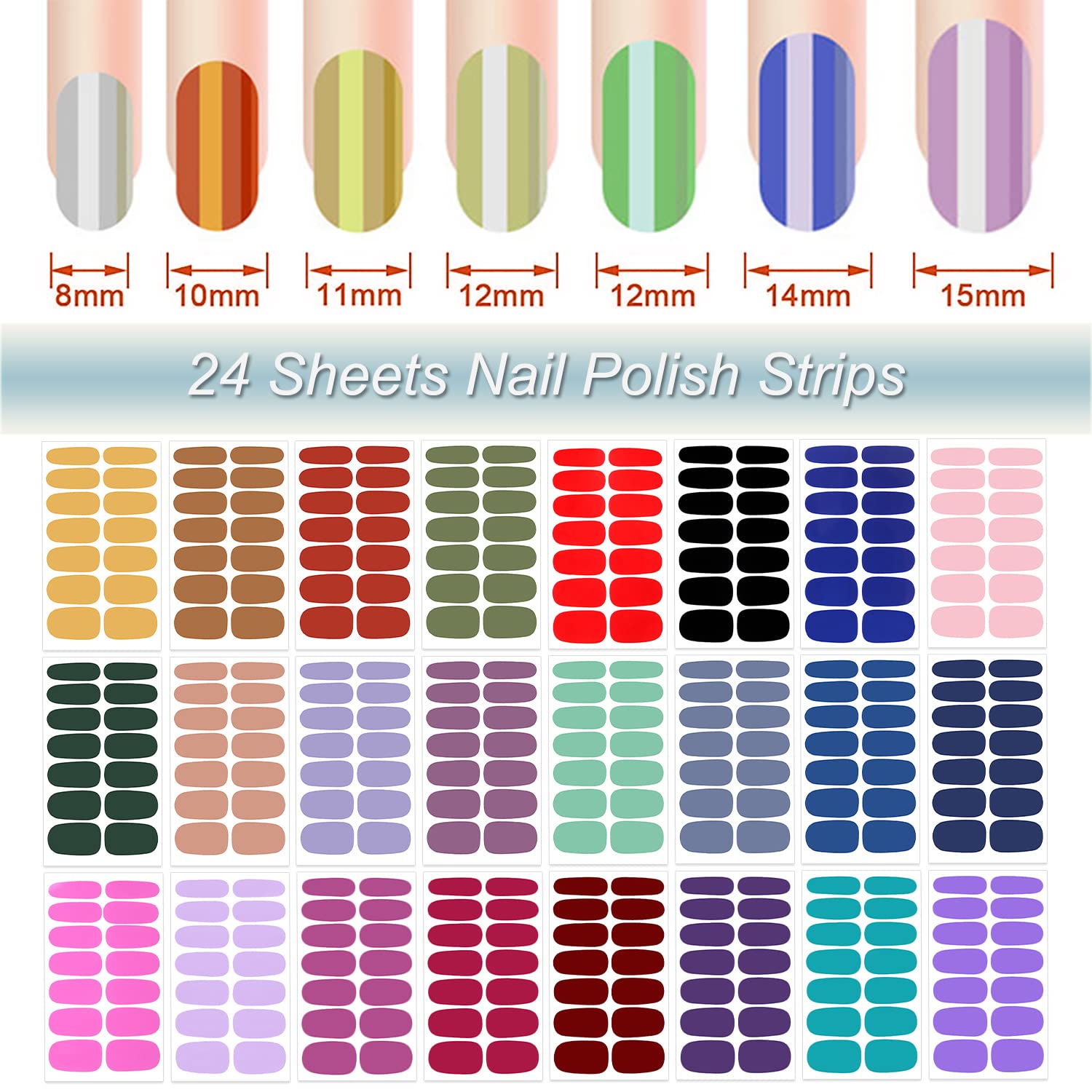 DANNEASY 24 Sheets Solid Color Nail Wraps - Self-Adhesive Nail Polish Strips for Women | DIY Nail Art Kit with Nail File & Cuticle Stick (Dark Shades) | Perfect for Parties, Weddings & Everyday Wear
