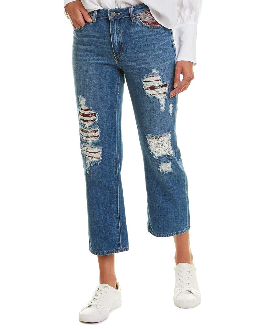 Vince Camuto Women's Patchwork Straight Leg Jeans - Stylish & Comfortable Denim Pants for Casual Wear, Office & Everyday Outfits